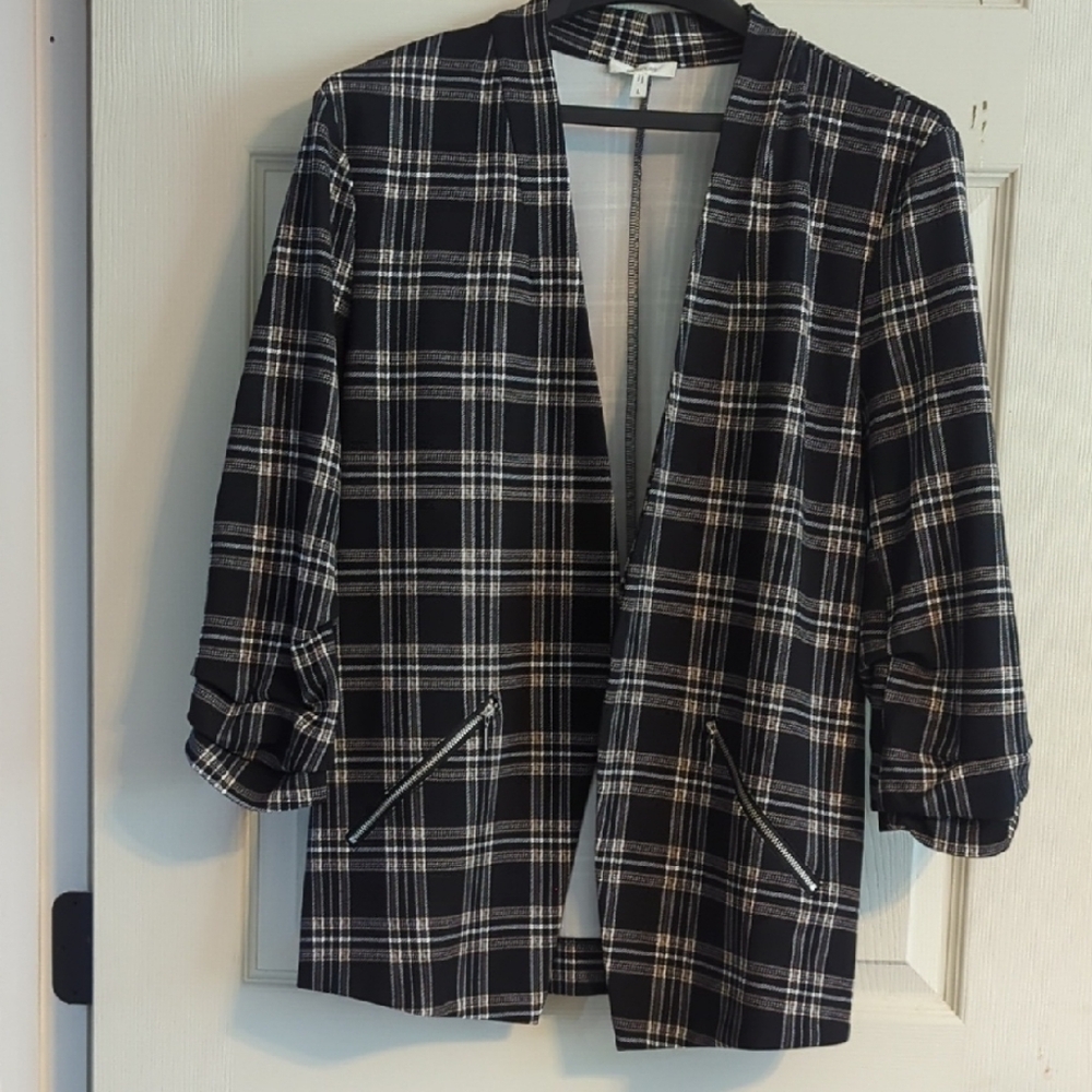 Maurices Black and White Plaid Blazer